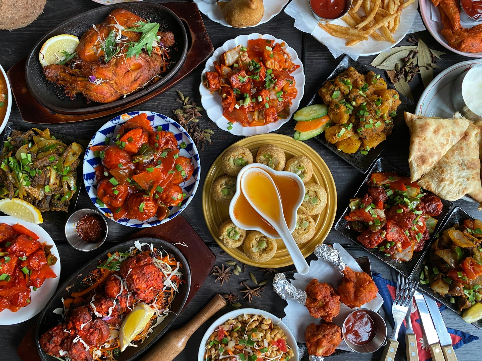 Restaurant hero background showcasing our signature dishes